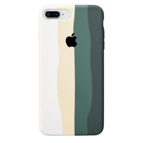 Чехол (copy) Full Silicone Case на Iphone 7 Plus Rainbow (white/pine green)